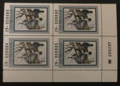 Montana State Duck Stamp Scott #40 Mint Never Hinged Plate Block