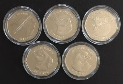 Falkland Islands 50 Pence Penguin Commemorative Coin Set of 5