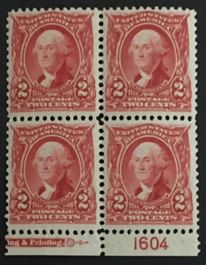 Scott # 301 Mint Never Hinged Plate Bock of 4