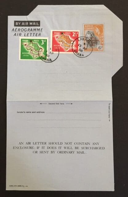 Ghana Aerogram Air Letter with Scott # 21-22 FDC