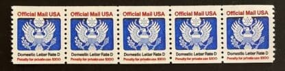 Scott # O139 MNH Plate Strip of 5 # 1