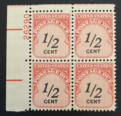 Scott # J88 Mint Never Hinged Plate Block