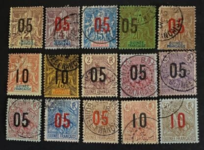 French Guinea Scott # 48-62 Used