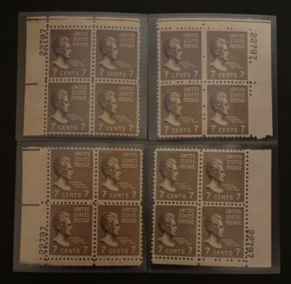 Scott # 812 Mint Never Hinged Match Set Plate Block