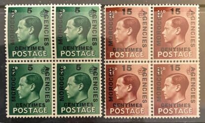 Great Britain Morocco # 437-438 Mint Never Hinged Blocks of Four