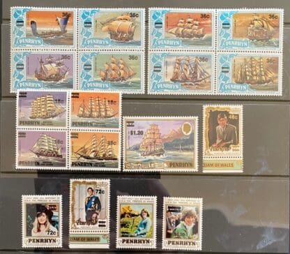 Penhryn Scott # 241-246//249//251//253 Mint Never Hinged