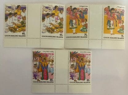 Cocos Keeling Islands Scott # 108-110 Mint Never Hinged Gutter Pairs