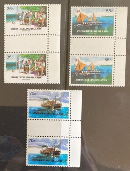 Cocos Keeling Islands Scott # 111-113 Mint Never Hinged Gutter Pairs