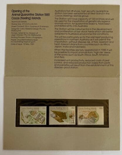 Cocos Keeling Islands Scott # 65-67 Mint Never Hinged Presentation Folder