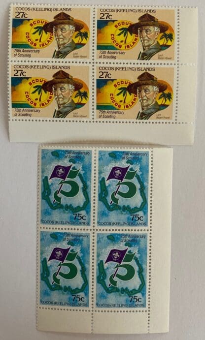 Cocos Keeling Islands Scott #85-86 Mint Never Hinged Blocks of 4