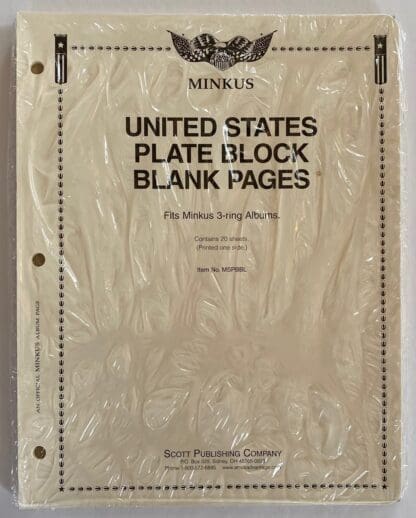 Minkus Plate Block Supplements Blank Pages (20 pages)