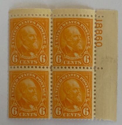 Scott # 638 Mint Never Hinged Plate Block