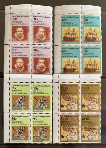 Cocos Keeling's Islands Scott #115-118 Mint Never Hinged Blocks of 4