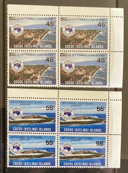 Cocos Keeling's Islands Scott #119-120 Mint Never Hinged Blocks of 4