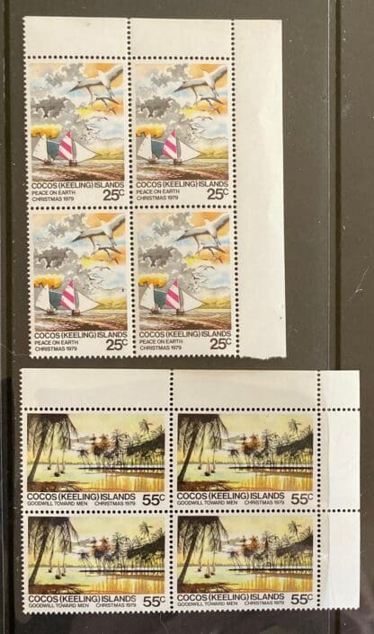 Cocos Keeling's Islands Scott #51-52 Mint Never Hinged Blocks of 4