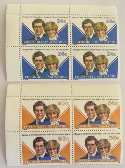 Cocos Keeling's Islands Scott #73-74 Mint Never Hinged Blocks of 4