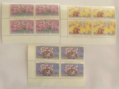 Cocos Keeling's Islands Scott #75-77 Mint Never Hinged Blocks of 4