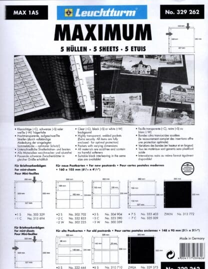 Lighthouse Maximum 6 Vertical Pockets, Stock Sheet