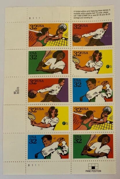 Scott # 2961-2965a Mint Never Hinged Plate Block