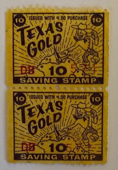 Texas Gold Savings Stamp Coil Pair