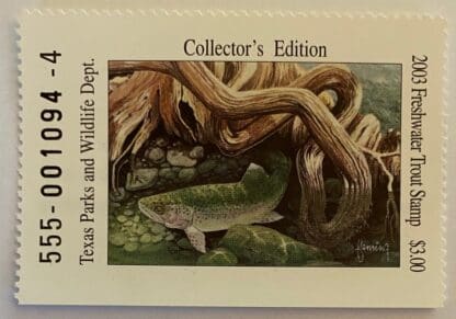 Texas Mint Never Hinged 2002 Freshwater Stamp