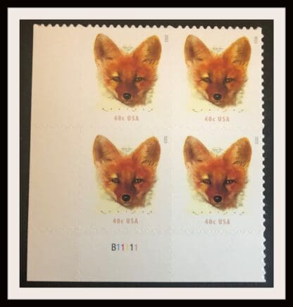 Scott # Red Fox Mint Never Hinged Plate Block of 4