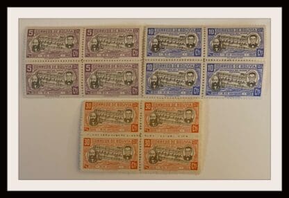 Bolivia Scott # 308-309/311 Mint Never Hinged Blocks