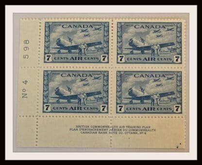 Canada Scott # C8 Mint Never Hinged Plate Block of 4