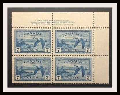 Canada Scott # C9 Mint Never Hinged Plate Block of 4