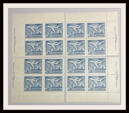 Canada Scott # 414 Mint Never Hinged Plate Block Matched Set of 4