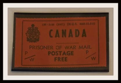 Canada # Prisoner of War Postage Free Stamp Mint Never Hinged