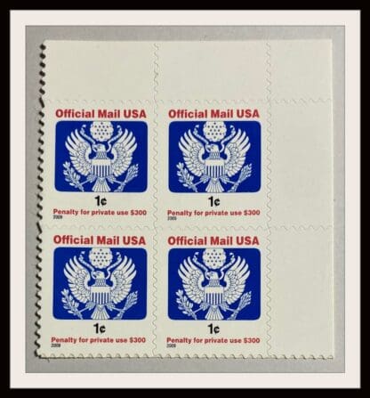 Scott # O163a Plate Block Mint Never Hinged