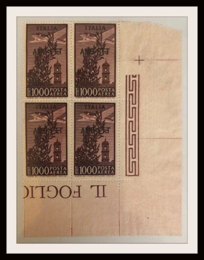 Italy Trieste Scott #C26  Mint Never Hinged Corner Block of 4