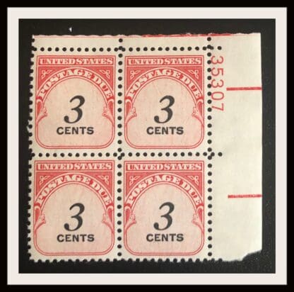 Scott # J91 Mint Never Hinged Plate Block Glossy Gum