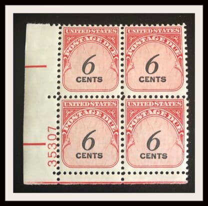 Scott # J94 Mint Never Hinged Plate Block Glossy Gum