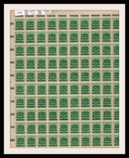 Germany Scott # 254 Mint Never Hinged Sheet