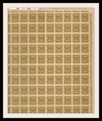 Germany Scott # 293 Mint Never Hinged Sheet