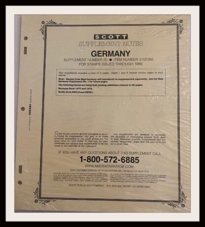 Scott 1986 Germany Specialty Supplement #315S386