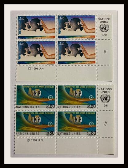 UN Geneva Scott # 205-206 Mint Never Hinged Plate Block