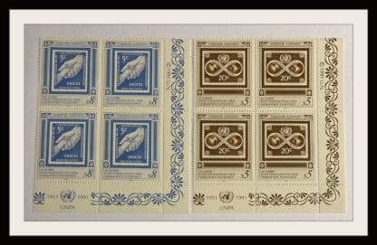 UN Vienna Scott # 121-122 Mint Never Hinged Plate Block