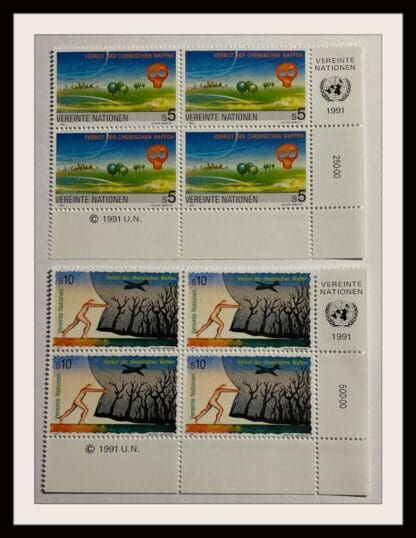 UN Vienna Scott # 119-120 Mint Never Hinged Plate Block