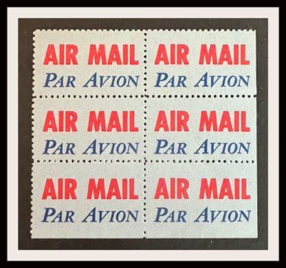 Scott #Air Mail Labels Never Hinged Plate Block