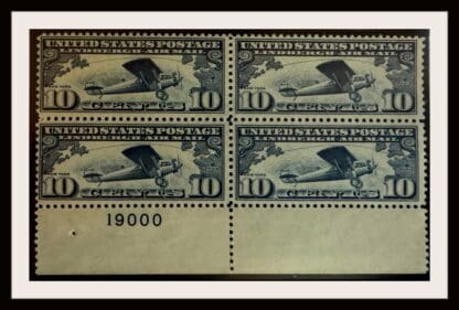 Scott #C10 Mint Never Hinged Block of 4 with Plate Number