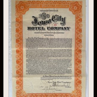 Iowa City Hotel Company $100.00 Denomination