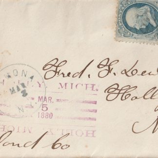 Scott # 182 Used Cover Altona NY to Holly MI 3-5-1880 Enclosed Letter