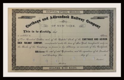 Carthage and Adirondack Railway Company Unissued
