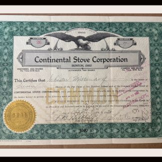 The Continental Stove Corporation Issue Registered