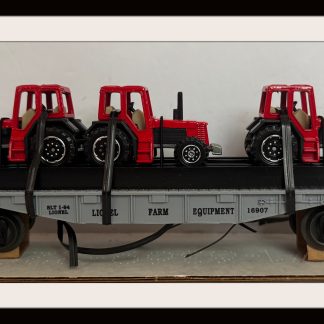 Lionel Flatcar with 3 Farm Tractors # 6-16907